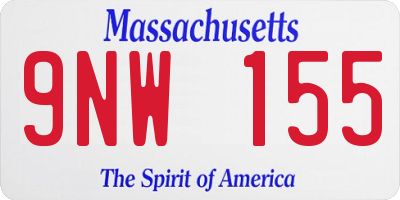 MA license plate 9NW155