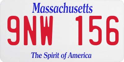 MA license plate 9NW156