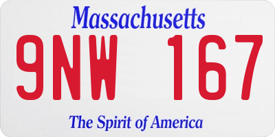 MA license plate 9NW167