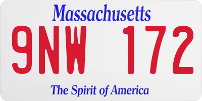MA license plate 9NW172