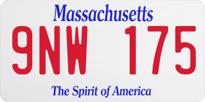 MA license plate 9NW175