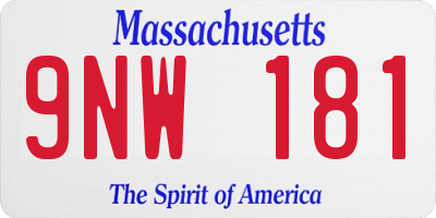 MA license plate 9NW181
