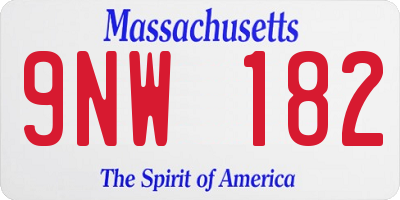 MA license plate 9NW182