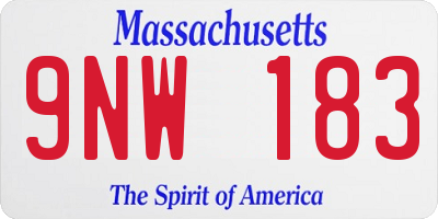 MA license plate 9NW183