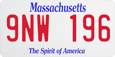 MA license plate 9NW196