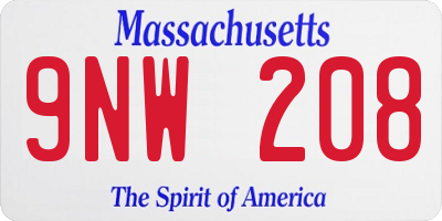 MA license plate 9NW208