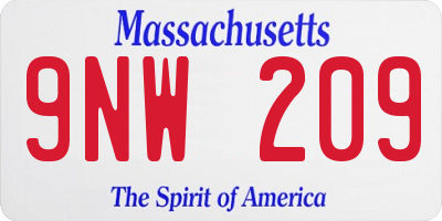 MA license plate 9NW209