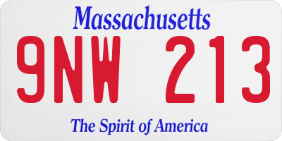 MA license plate 9NW213