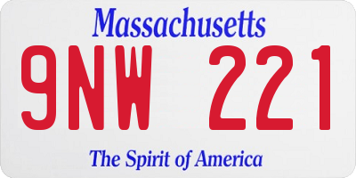MA license plate 9NW221