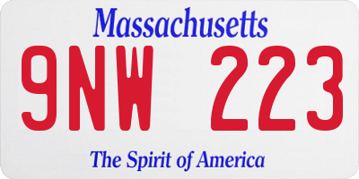 MA license plate 9NW223