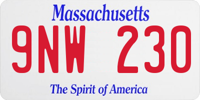 MA license plate 9NW230