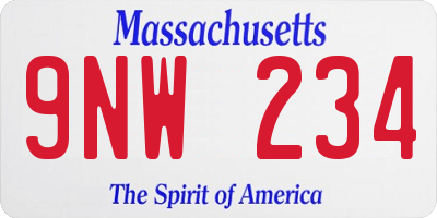 MA license plate 9NW234