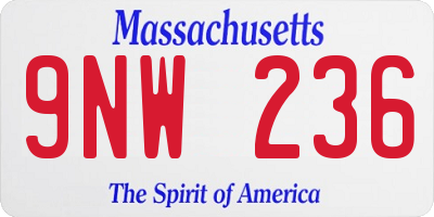 MA license plate 9NW236