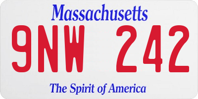 MA license plate 9NW242