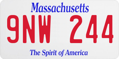 MA license plate 9NW244
