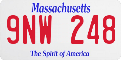 MA license plate 9NW248