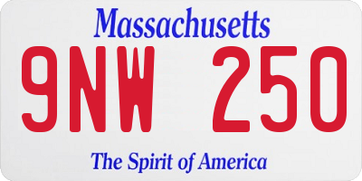 MA license plate 9NW250