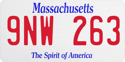 MA license plate 9NW263