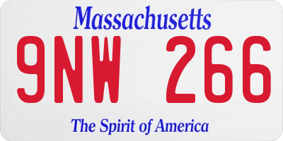 MA license plate 9NW266
