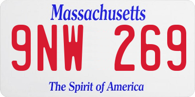 MA license plate 9NW269