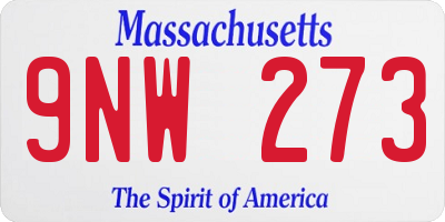 MA license plate 9NW273