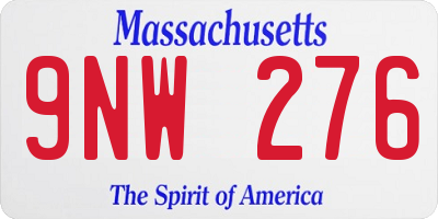 MA license plate 9NW276