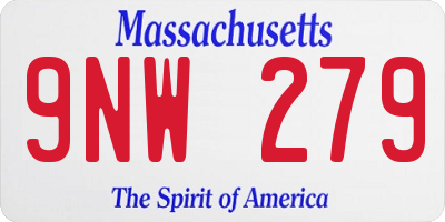 MA license plate 9NW279