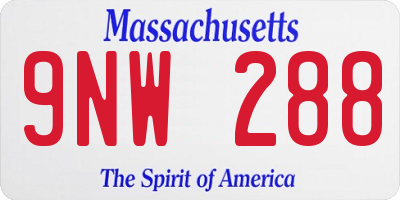 MA license plate 9NW288
