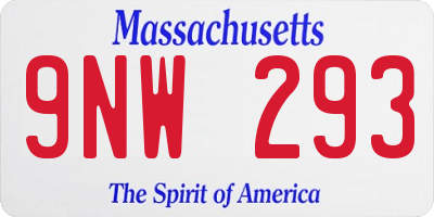 MA license plate 9NW293