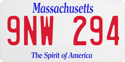 MA license plate 9NW294