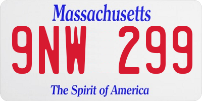 MA license plate 9NW299