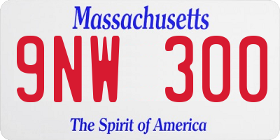 MA license plate 9NW300