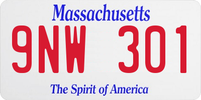 MA license plate 9NW301