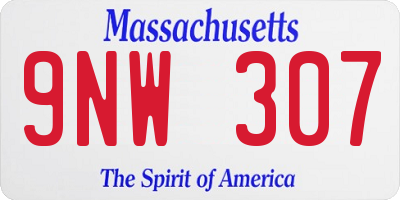 MA license plate 9NW307