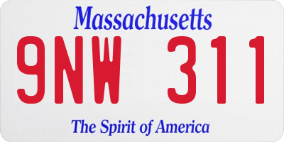 MA license plate 9NW311