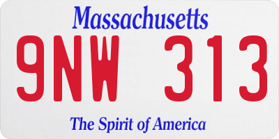 MA license plate 9NW313