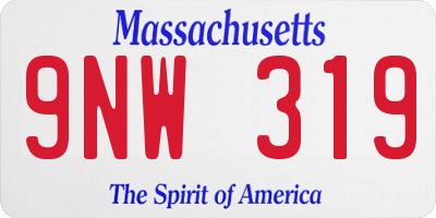 MA license plate 9NW319