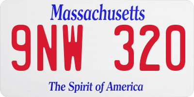 MA license plate 9NW320