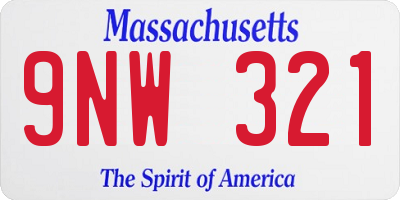 MA license plate 9NW321