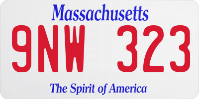 MA license plate 9NW323