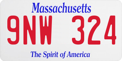 MA license plate 9NW324