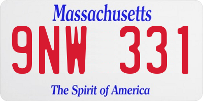 MA license plate 9NW331