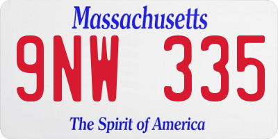 MA license plate 9NW335