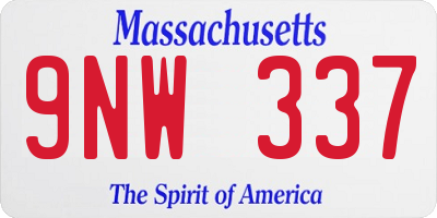 MA license plate 9NW337