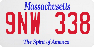 MA license plate 9NW338