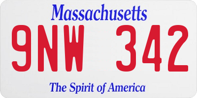 MA license plate 9NW342