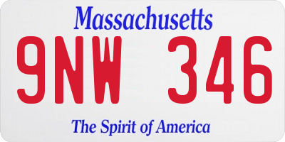 MA license plate 9NW346