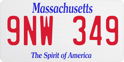 MA license plate 9NW349