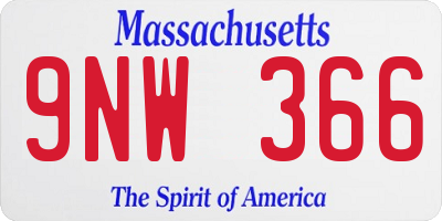 MA license plate 9NW366