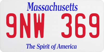 MA license plate 9NW369